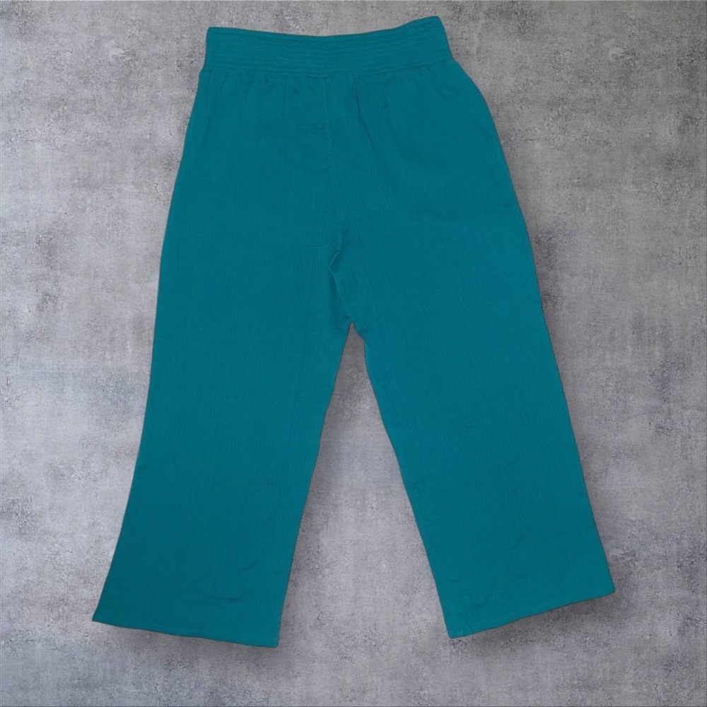 Sundance Beach Dreamer Cotton Gauze  Wide Leg Pants Womens L Elastic Waist Boho - Picture 6 of 11